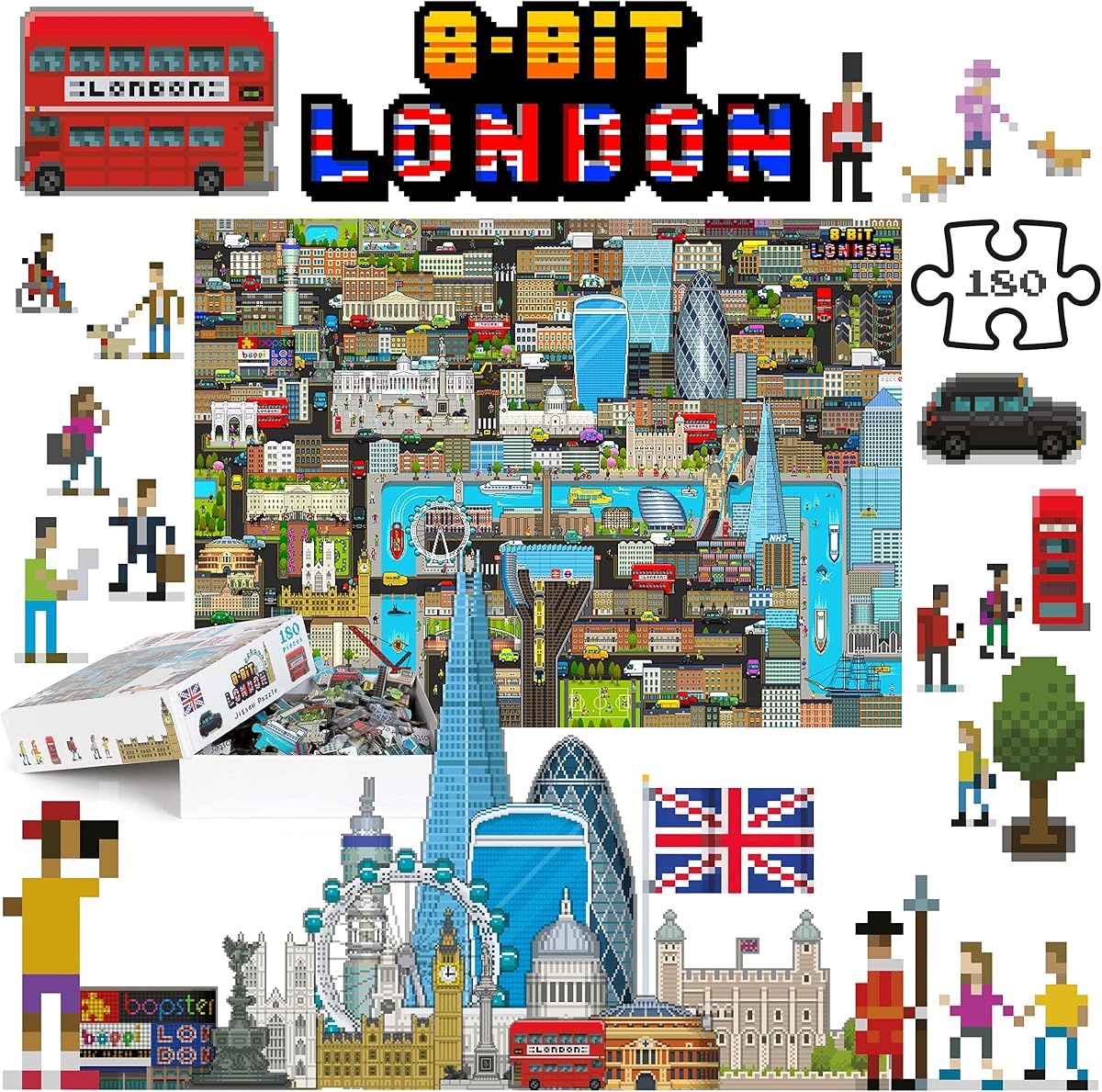 bopster 8-Bit London Puzzle — 180 Pieces from the side