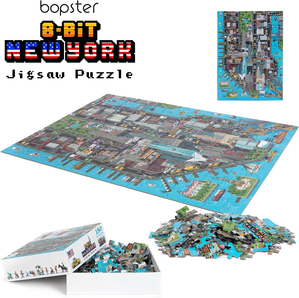 bopster 8-Bit New York Puzzle — 180 Pieces held in the hand