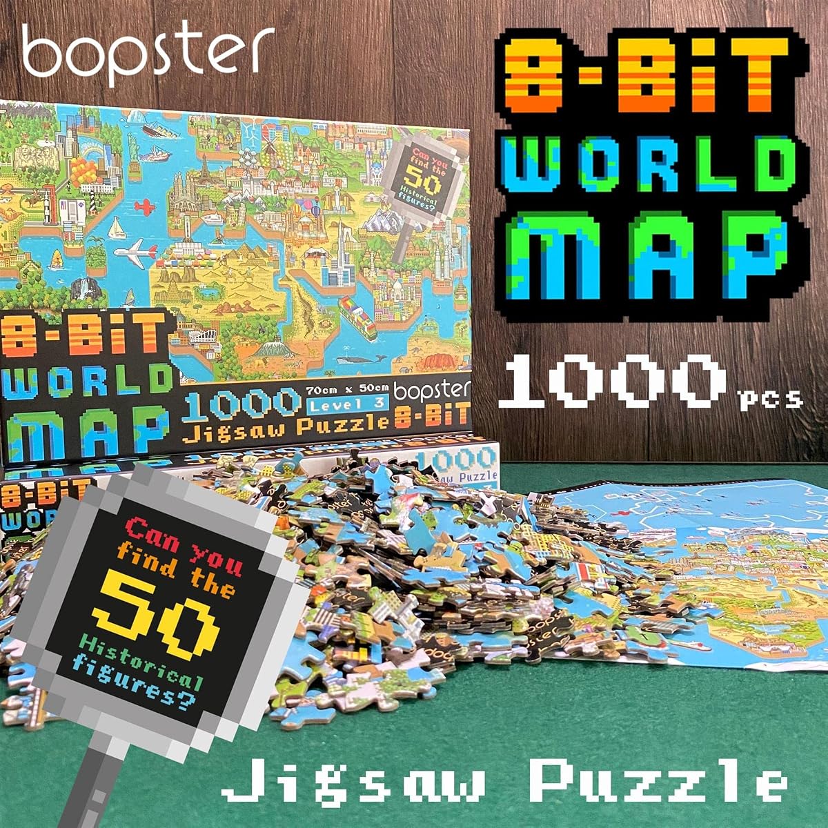 8-Bit World Map Puzzle — 1000 Pieces by bopster seen from the side