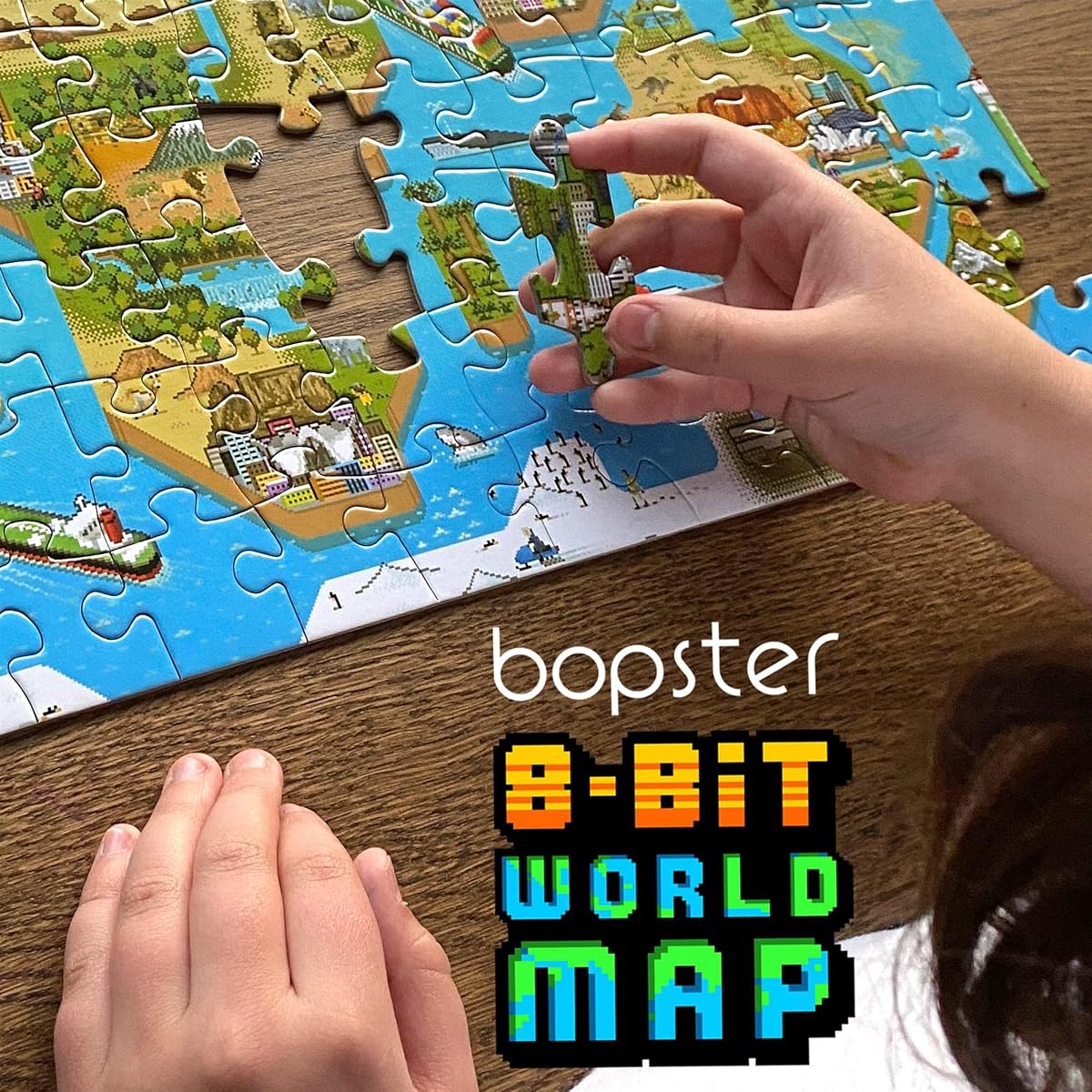 bopster 8-Bit World Map Puzzle — 180 Pieces from the side