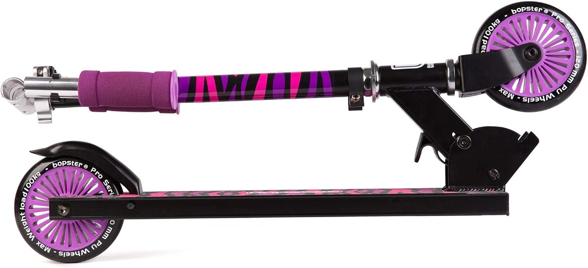 Two-Wheeled Folding Scooter — Purple Zebra by bopster close up