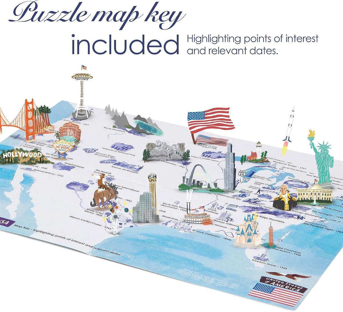 bopster Illustrated USA Map Puzzle — 1000 Pieces up close
