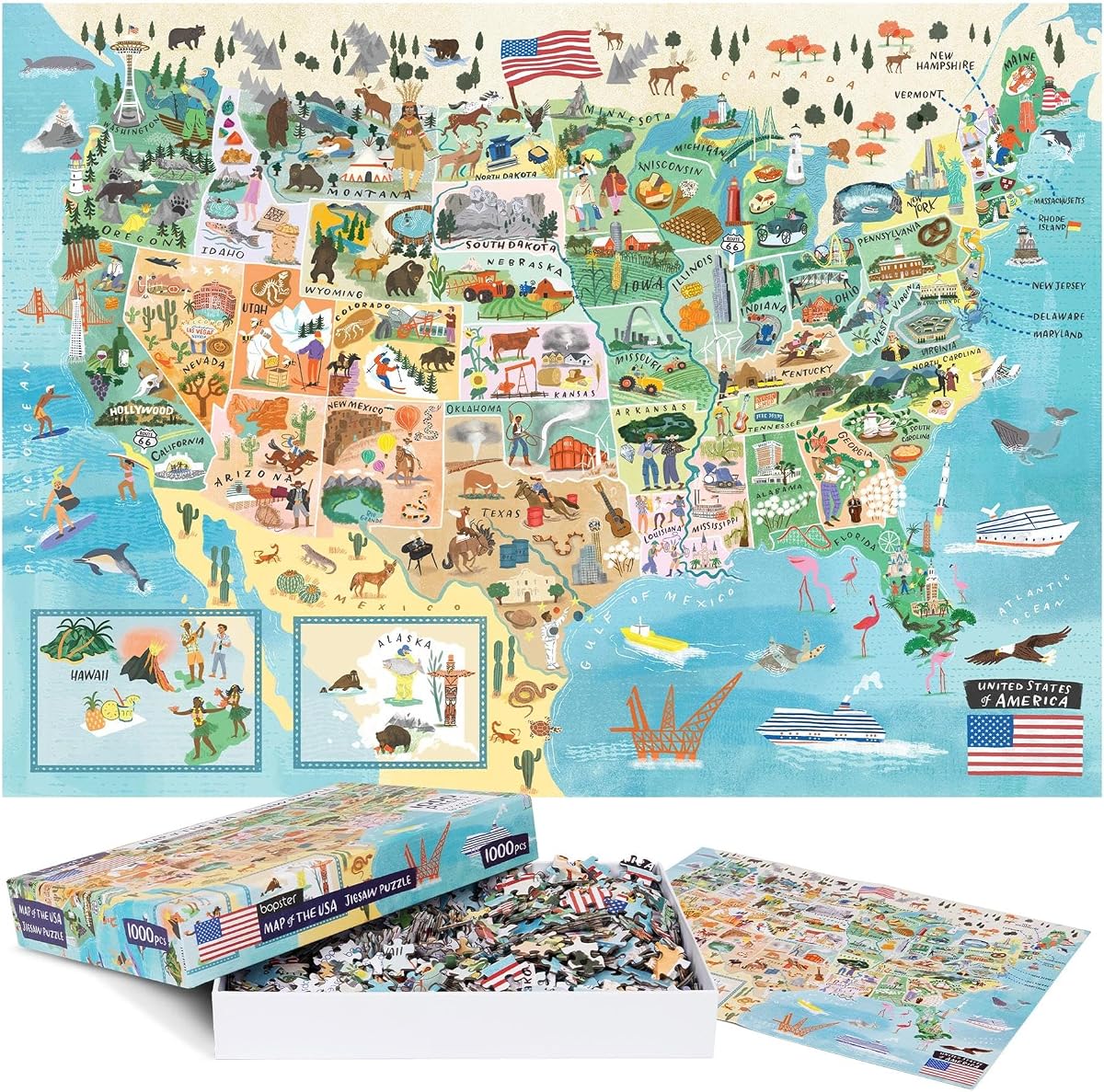 Illustrated USA Map Puzzle — 1000 Pieces by bopster
